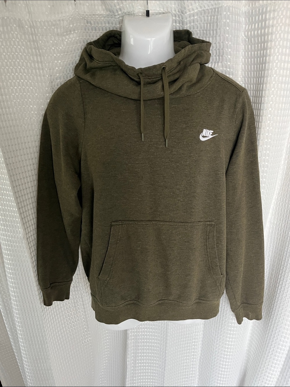 Nike Olive Green Funnel Neck Cowl Oversized Hoodie Women’s L Fleece Pullover